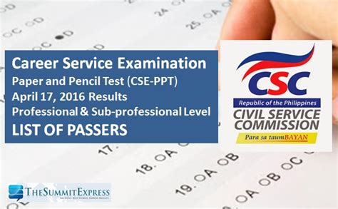 List of Passers: Civil service exam results April 17, 2016 CSE.